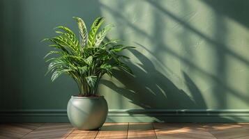 AI generated Potted Plant on Wooden Floor photo