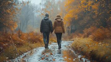 AI generated Man and Woman Walking Down a Path photo