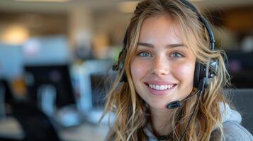 ai generado mujer vistiendo auriculares y bufanda foto