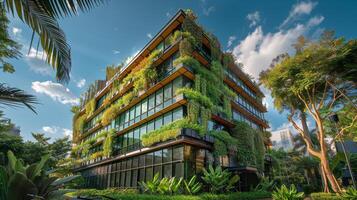 AI generated Towering Building Covered in Lush Plants photo