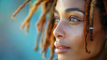 ai generado cerca arriba de un persona con rastas foto