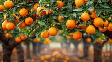 AI generated Tree Filled With Ripe Oranges photo