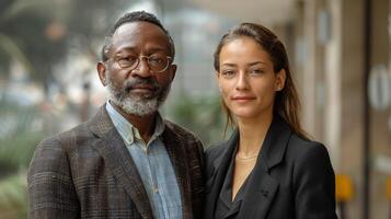 ai generado hombre y mujer en pie juntos foto