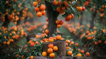 AI generated Tree Filled With Ripe Oranges photo