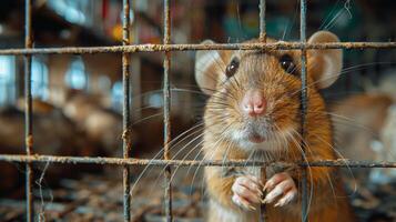 AI generated Rodent in Cage Looking at Camera photo