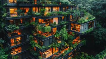 AI generated Building Facade Covered in Plants photo