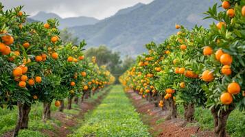 AI generated Tree Filled With Ripe Oranges photo