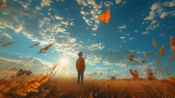 AI generated Person Flying Kite in Field photo