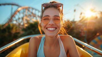 AI generated Woman Holding Bag Full of Fruit photo