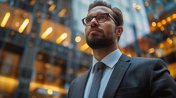 AI generated Man Crossing Arms in Front of Bar photo