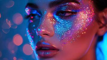 AI generated Woman With Glitter on Her Face photo