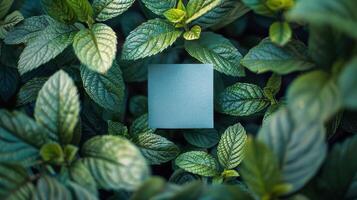 AI generated Paper Resting on Green Leaves photo