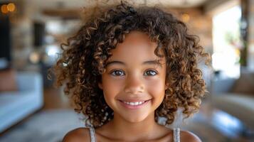 AI generated Close Up of Child With Curly Hair photo