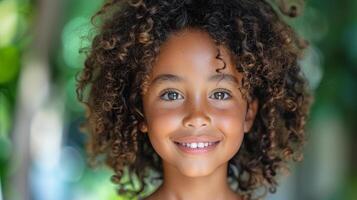 AI generated Close Up of Child With Curly Hair photo