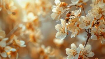 ai generado cerca arriba de un flor en un árbol foto