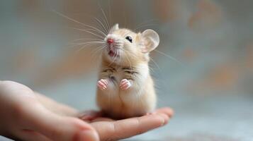 AI generated Hand Holding Small Mouse photo