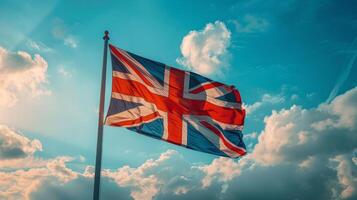 AI generated National Flag Flying in Cloudy Sky photo