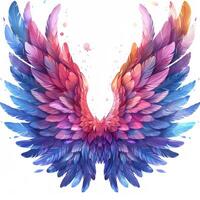 AI generated Colorful Wings on White Background photo