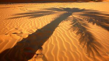 AI generated Palm Trees Shadow on Sandy Beach photo