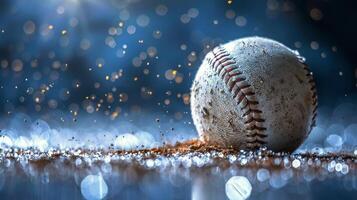 AI generated Baseball on Wet Field photo