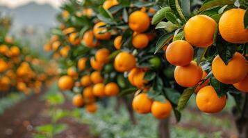 AI generated Tree Filled With Ripe Oranges photo