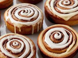 AI generated cutout set of cinnamon roll cake on white background photo