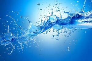 AI generated abstract blue background with splash of water and copy space photo