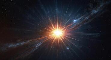 ai generado realista supernova, un estrella explosión con el antecedentes de galaxia en el espacio, astronomía concepto foto