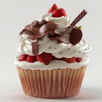 AI generated Cakes cup Strawberry cream cocolate 3D Realistic photo