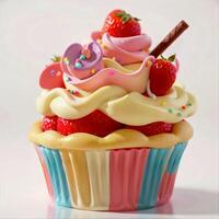 AI generated Cakes cup Strawberry cream cocolate 3D Realistic photo