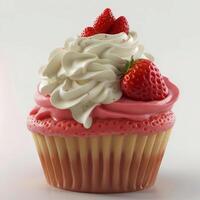 AI generated Cakes cup Strawberry cream cocolate 3D Realistic photo