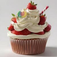 AI generated Cakes cup Strawberry cream cocolate 3D Realistic photo