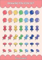 Office Supplies Various Shape Rainbow Color Drawing Icon Pin Set vector