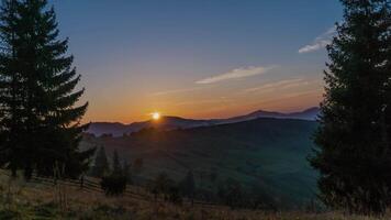 Timelapse of sunrise over the Carpathian Mountains video