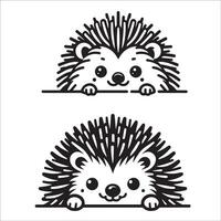 AI generated black and white Peeking Hedgehog face illustration vector