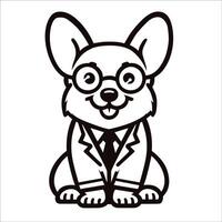 AI generated Welsh Corgi Doctor sitting looking up illustration vector