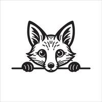 AI generated Peeking Red fox illustration in black and white vector