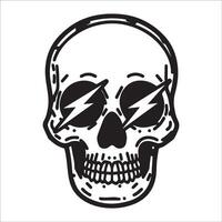 AI generated whimsical skull in black and white  illustration vector