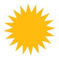 Silhouette geometric shape of sun or star with rays in flat style, simple minimalistic weather icon vector