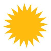 Silhouette geometric shape of sun or star with rays in flat style, simple minimalistic weather icon vector