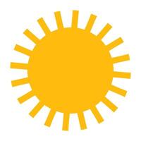 Silhouette geometric shape of sun or star with rays in flat style, simple minimalistic weather icon vector