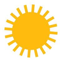 Silhouette geometric shape of sun or star with rays in flat style, simple minimalistic weather icon vector