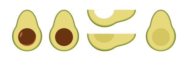 Set avocado slice on white background vector