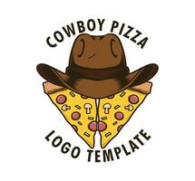 Cowboy pizza store logo template vector