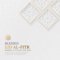 Eid al Fitr ornamental greeting card with Arabic pattern and decorative frames vector