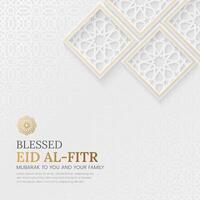 Eid al Fitr ornamental greeting card with Arabic pattern and decorative frames vector