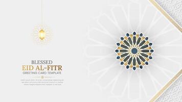 Eid al Fitr ornamental greeting card background with Arabic pattern and decorative ornament vector