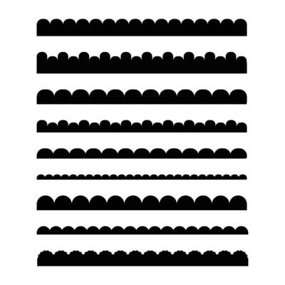 Scalloped border simple divider ornament edge cutout decoration isolated on white background. . Vector illustration
