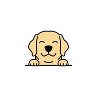 Cute labrador retriever puppy smiling cartoon, vector illustration