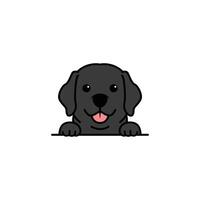 Cute black labrador retriever puppy cartoon, vector illustration